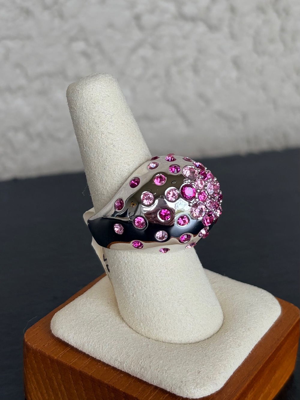 Camille Lucie Pink Crystal Dome Cocktail Ring